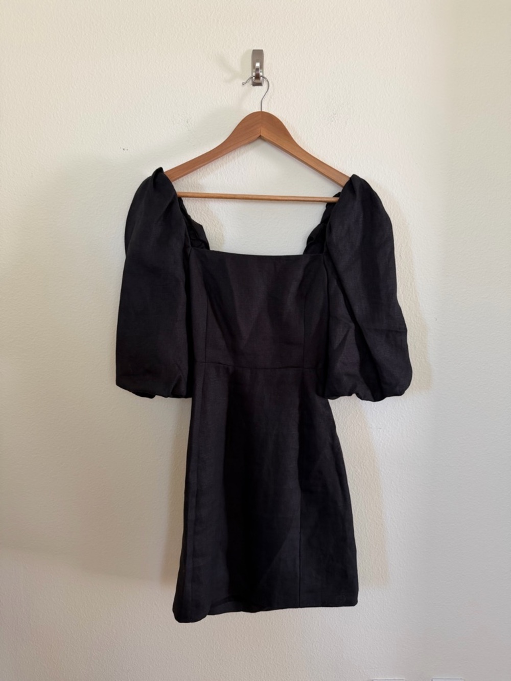 Sézane Linen Puff-Sleeve Mini Dress